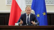 Polens Premier Donald Tusk an einer Sitzung der Regierung zu den Drohnen über Polen. Bild: Keystone