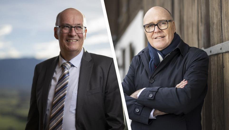 Der Ostschweizer Bauernpräsident Markus Ritter (links) und der Zentralschweizer Regierungsrat Martin Pfister wollen Bundesrat werden. Bilder: Keystone