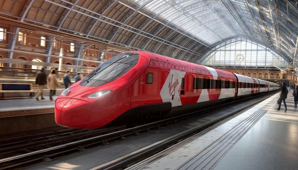 Bald in der Schweiz? Visualisierung der neuen Hochgeschwindigkeitszüge von Virgin für Verbindungen zwischen England und Festlandeuropa. Bild: Virgin