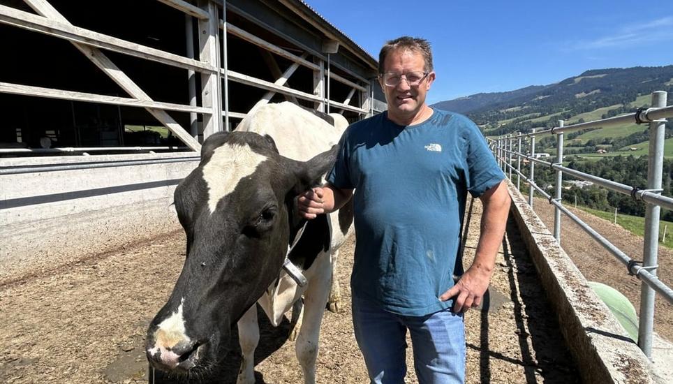 «Wenn ich Vieh verkaufen muss, dann verliert mein Betrieb Substanz»: Jean-Philippe Yerly, Milchproduzent in Echarlens, hat 20 Kühe verkauft. Bild: Stefan Bühler (25. 8. 2025)