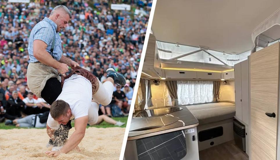 Muni Max ist das Wahrzeichen des Eidgenössischen Schwing- und Älplerfests in Mollis. Bild: watson.ch