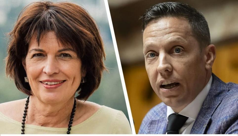 Doris Leuthard kontert Christian Imark. Bilder: David Biedert/Keystone, Montage: CH Media