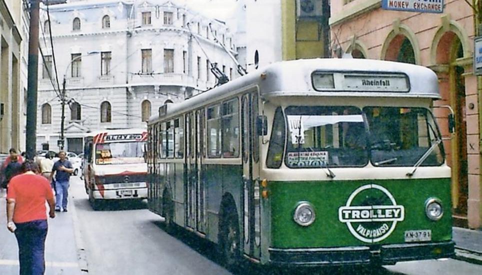 Schaffhauser Trolleybus in der chilenischen Hafenstadt Valparaiso.