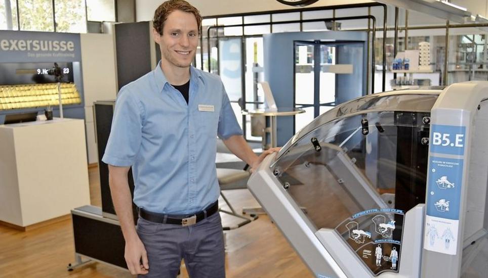 Raffael Brandenberger ist neuer Inhaber der Exersuisse-Filiale im Areal der KSS Schaffhausen.Bild H. C. Steinemann