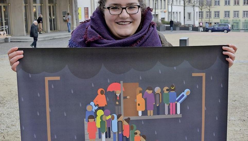 Mit einem Plakat zum Thema Wohnungssuche hat Milena Soubiran einen internen Schulwettbewerb gewonnen. Bild: Maria Gerhard