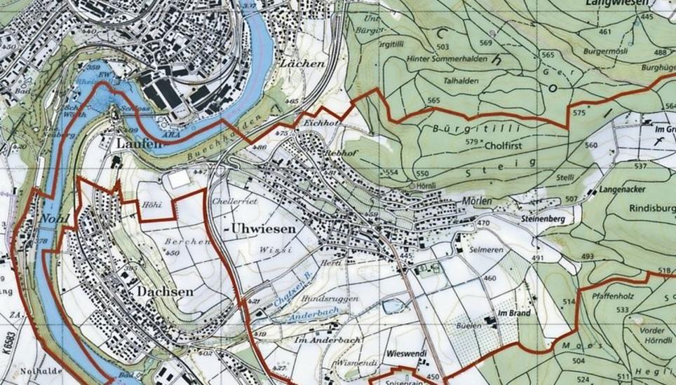 Entlang dieser Grenze und der entsprechenden Grenzsteine wandert die diesjährige Ausgabe der «Uhwieser Mappe».Bilder zvg