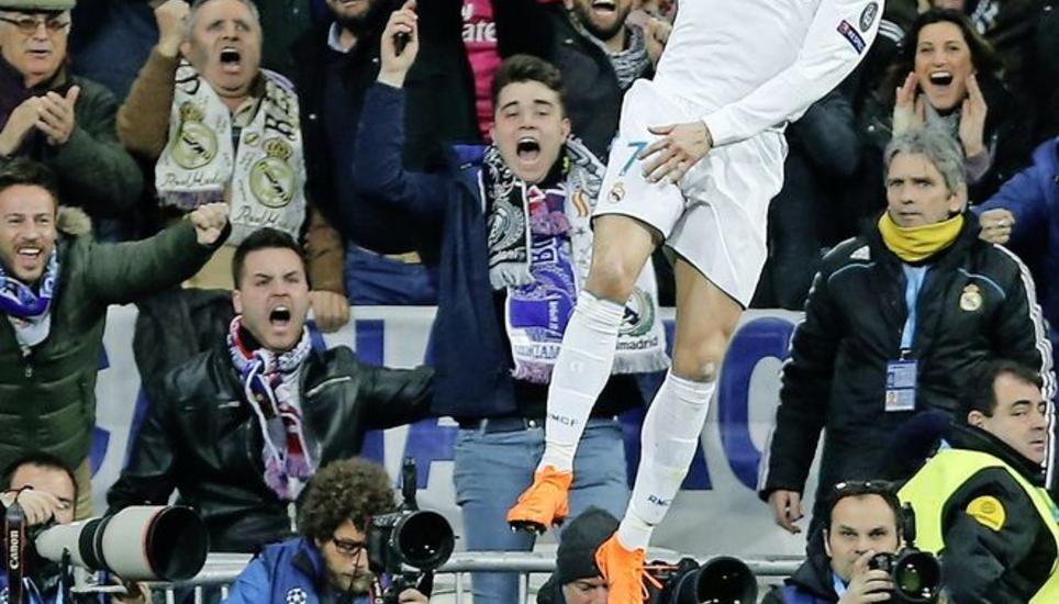 Der obligate Jubelsprung: Real-Doppeltorschütze Cristiano Ronaldo. Bild: Key