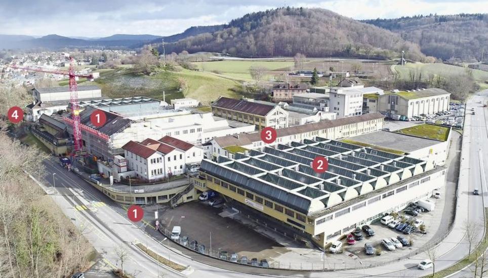 Erstes Zeugnis der etappenweisen Investitionen. Am nordwestlichen Flügel des Areals ist Halle S mitten im Umbau. Die entsprechende Beschreibung zu den Nummern finden Sie in der Infobox links. Bilder Daniel Zinser/Mark Gasser/ Intership Holding/ zvg