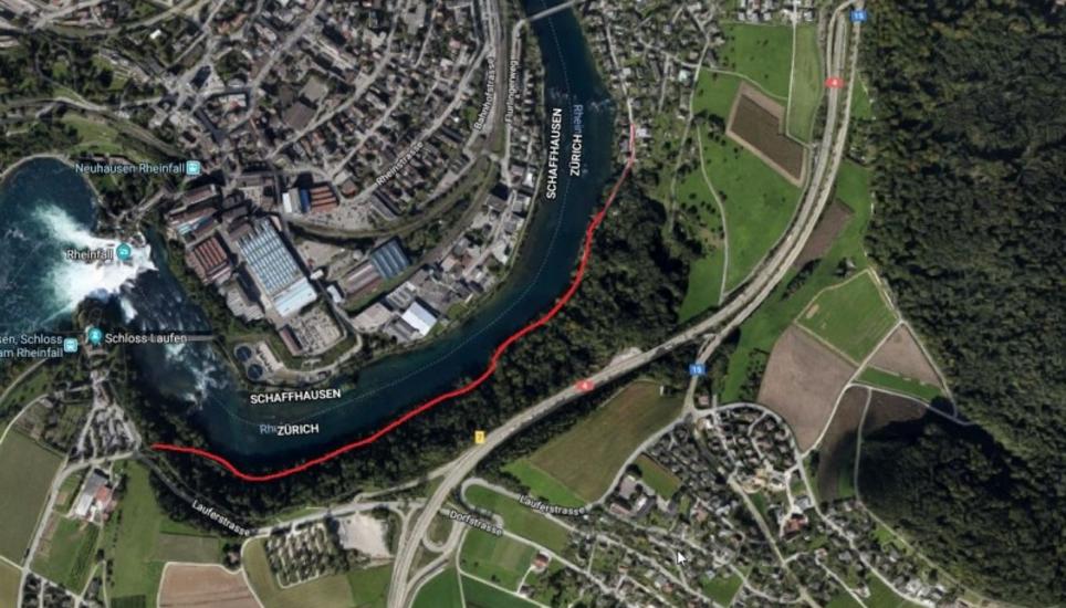 Der Rheinuferweg bleibt gesperrt. Screenshot: GoogleMaps