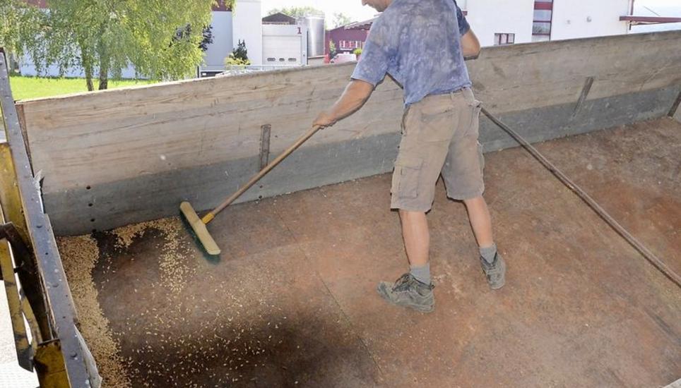 Landwirt Jürg Buchmann aus Trasadingen hat sein Getreide abgeladen.