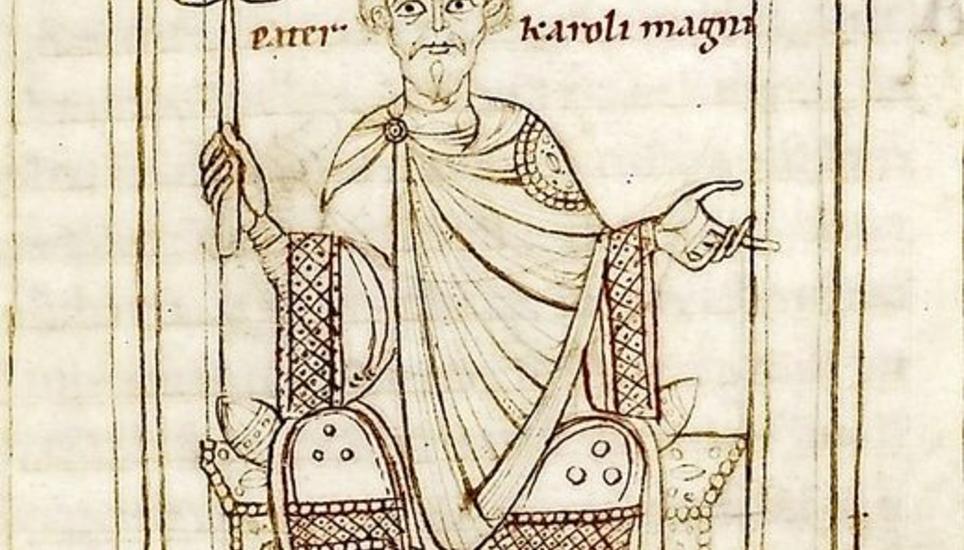 Pippin III. (714–768) auf einer mittelalterlichen Darstellung. Bild: Wikipedia