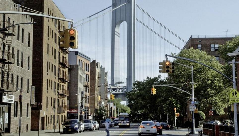 «Ich persönlich habe immer auf grösste Einfachheit geachtet»: Othmar H. Ammann über seine Bauwerke. Im Bild die Verrazzano-Narrows-Brücke in New York. Bilder: zVg
