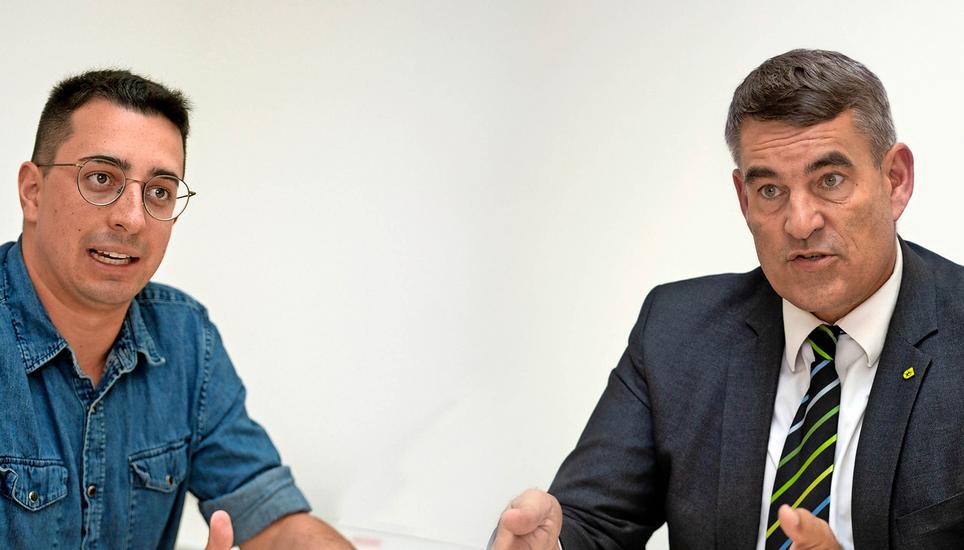 Die beiden Ständeratskandidaten Patrick Portmann und Christian Amsler im Streitgespräch. Bilder: Selwyn Hoffmann