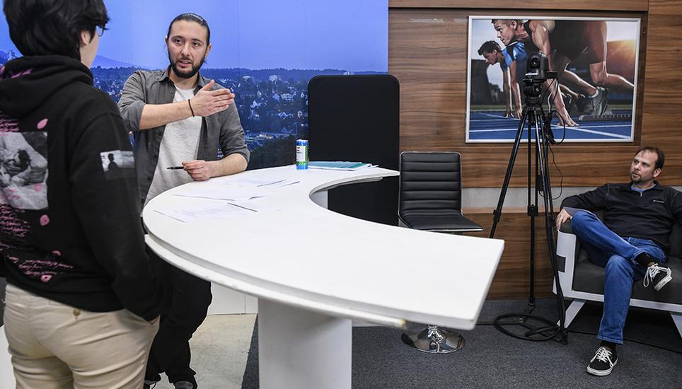 Am Ende wurde das Ganze in einem kleinen Demo-Interview geprobt. Bild: Melanie Duchene