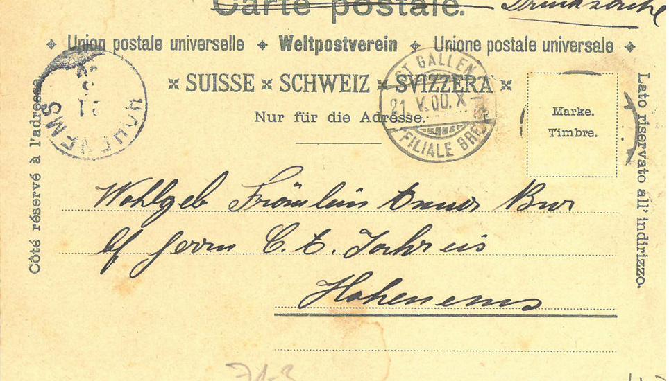 Auf der Adressseite war zuerst kein Platz für Text vorgesehen.