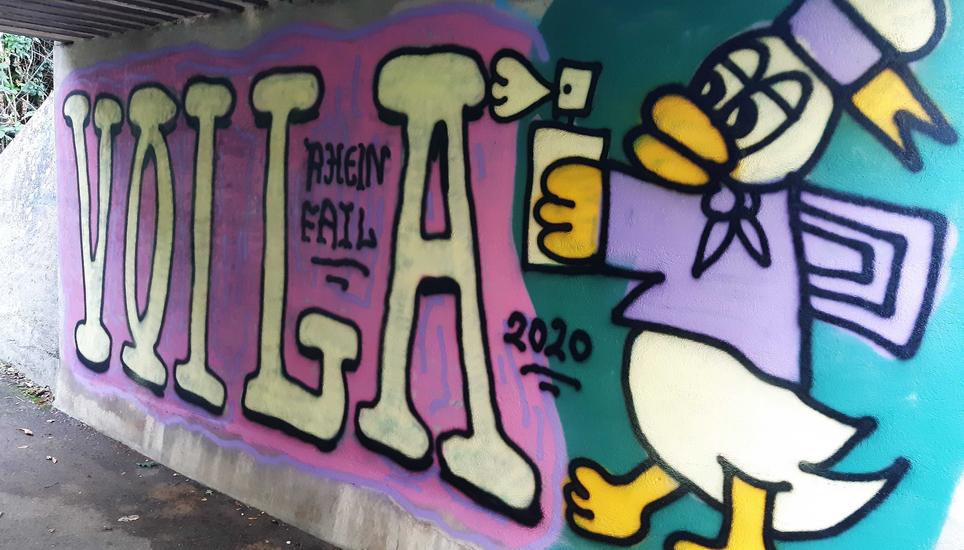 Ein Graffiti in einem Druchgang. Bild: Saskia Baumgartner