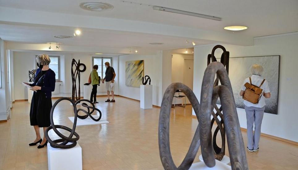 Im Museum Kunst + Wissen Diessenhofen treffen zurzeit drei Künstler aufeinander, die trotz Gemeinsamkeiten unterschiedlicher kaum sein können. Bild: Margrit Pfister-Kübler