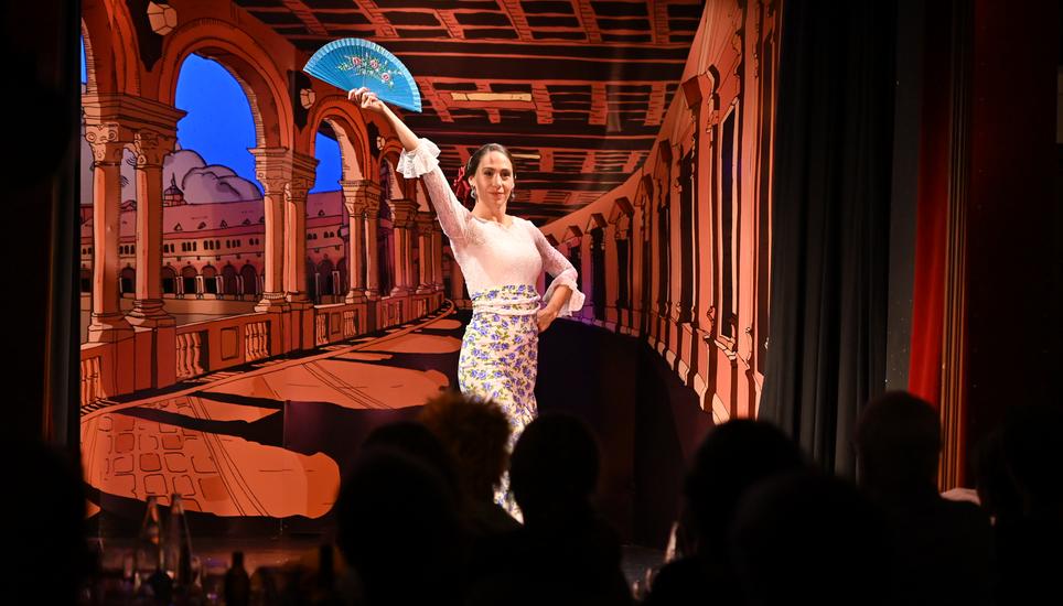 Flamenco-Tänzerin Tamara Mesonero aus Schaffhausen bei ihrer Performance «Alegría por bailar». Die Bühne ist einer Stierkampfarena nachempfunden. Bild: Selwyn Hoffmann