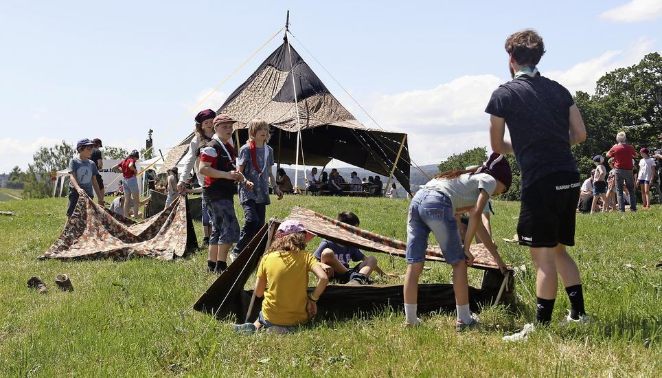 Die Pfadi Seewadel schlug am Buchthaler Waldrand ihr Pfingstlager auf. Bild: Dominic Caviezel