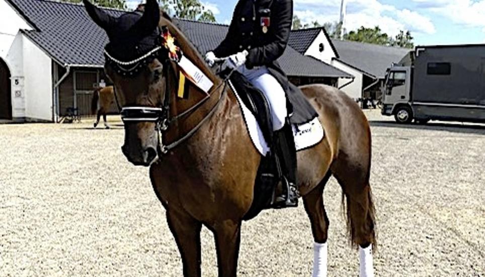 Andrina Suter auf ihrem Pferd Del Curto beim CHIO Aachen. Bild: zVg