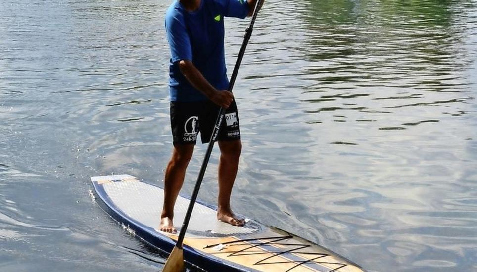 René Zobrist beim Training auf dem Rhein vor dem Altparadies. Bild: tma