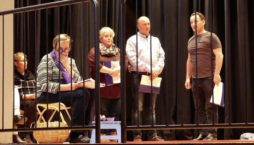 Die Mitglieder des Theatervereins Thayngen üben schon, dieses Jahr für ein Stück mit Niveau. Bild: Theo Kübler