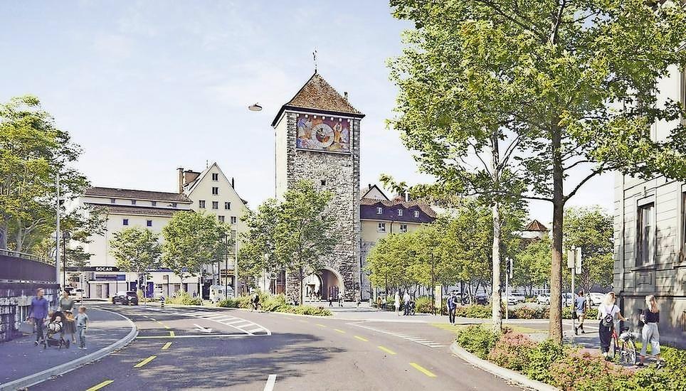 11,9 Millionen Franken kostet die Aufwertung beim nördlichen Altstadtportal gesamthaft. Visualisierung: zVg