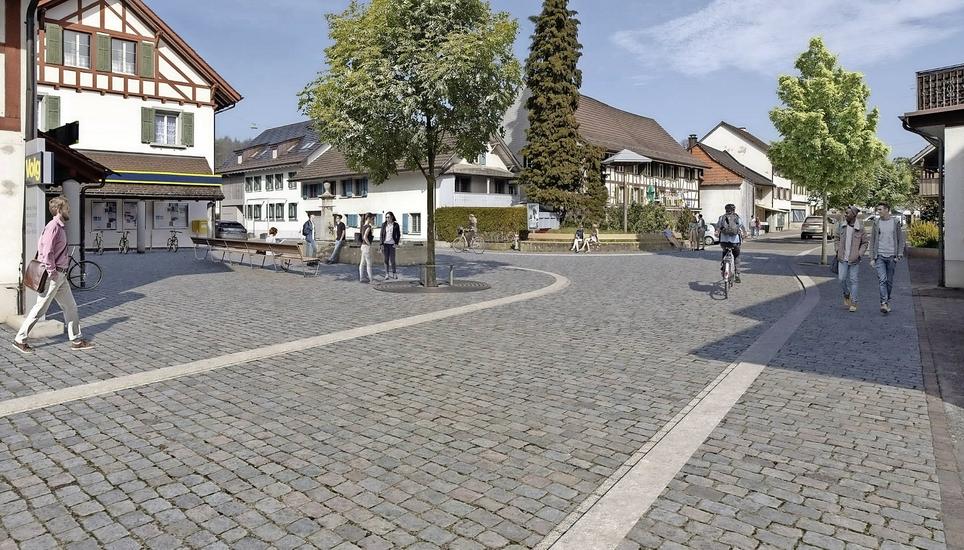So könnte die Märktgass in Zukunft aussehen. Bild: zVg/Gemeinde Rafz