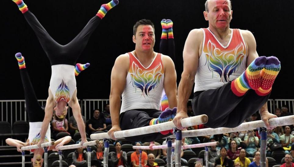 Die Schaffhauser Turnlegende Erich Wanner (rechts) ist noch immer begeistert von der Gymnaestrada. Bild: Christoph Merki