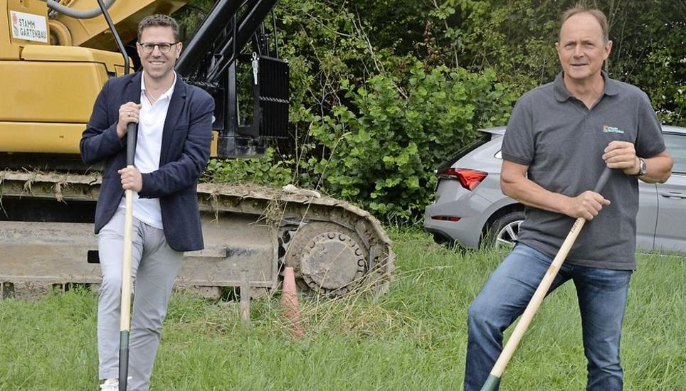 Hansjörg Rellstab, Beat Huggler und Urs Stamm eröffnen die Baustelle. Bild: Simon Müller