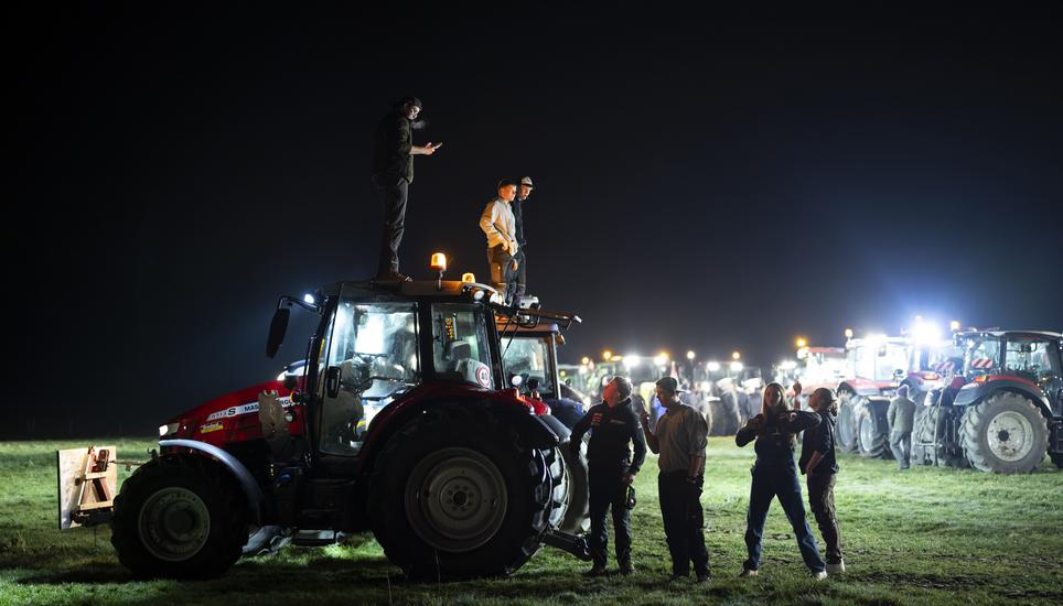 Am Donnerstag kam es schweizweit zu Bauernproteste – im Bild eine Aktion bei Sâles im Kanton Freiburg. Bild: Key