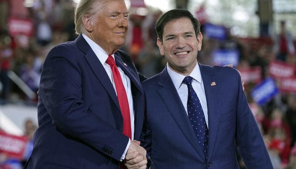 Zwei Freunde im Wahlkampf: Donald Trump und sein Verbündeter Marco Rubio (rechts) in der Schlussphase des Rennens um das Weisse Haus. Bild: Key