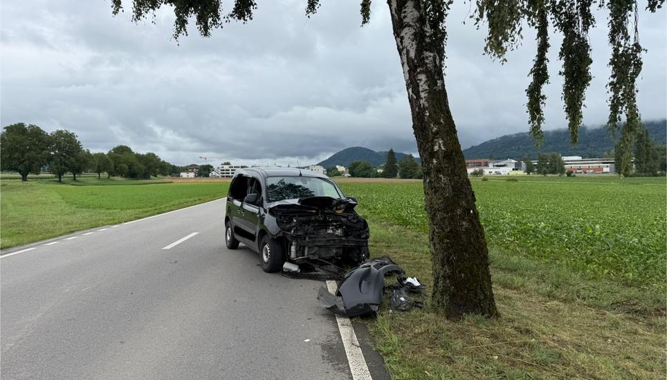 Ein 38-jähriger Mann kollidierte am Donnerstagvormittag mit einem Baum entlang der Hallauerstrasse. Bild: zVg/SHPol