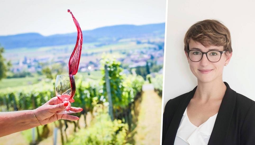 Zwischen der Arbeit in den Reben bis zum Endprodukt im Glas liegt sehr viel Zeit, viel Arbeit und der Einfluss der Natur. Rechts: Andrea Waditschatka. Bilder: Melanie Duchene, zVg