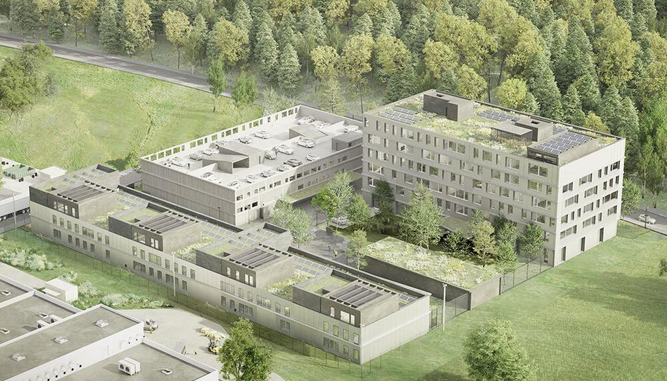 So soll das neue Polizei- und Sicherheitszentrum aussehen. Visualisierung: zVg/Kanton SH