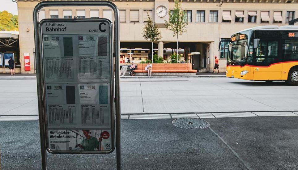 Blick auf den neuen Bahnhof, am Donnerstag, 14 August 2025. (Melanie Duchene / Schaffhauser Nachrichten)