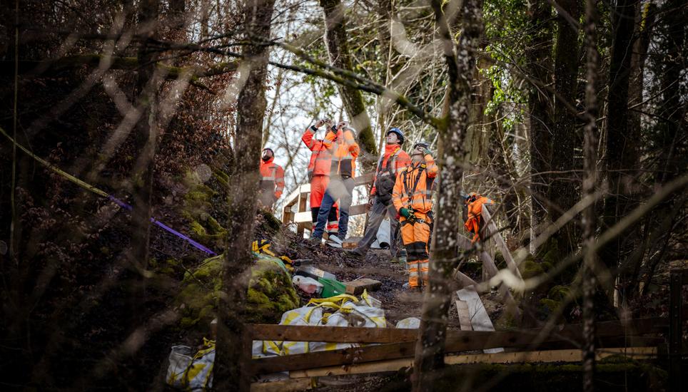 Anbringung der neuen Stahl HolzbrÃ¼cke im FelsentÃ¤li, fotografiert am Dienstag, 17. Februar 2026, in Schaffhausen. (Roberta Fele / Schaffhauser Nachrichten)