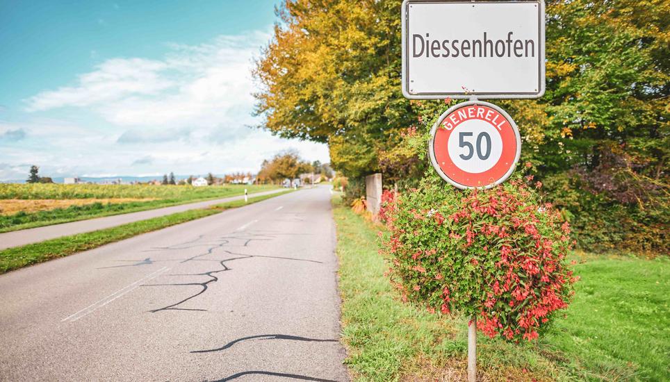Themenbild Gemeinde Diessenhofen, Ortstafel, am Montag, 14. Oktober 2024. (Melanie Duchene / Schaffhauser Nachrichten)
