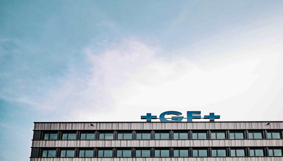 Logo der GF Georg Fischer im Ebnat, am Donnerstag, 12. Juni 2025. (Melanie Duchene / Schaffhauser Nachrichten)