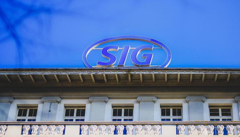 SIG Logo in Neuhausen, am Freitag, 10. Februar 2023. (Melanie Duchene / Schaffhauser Nachrichten)