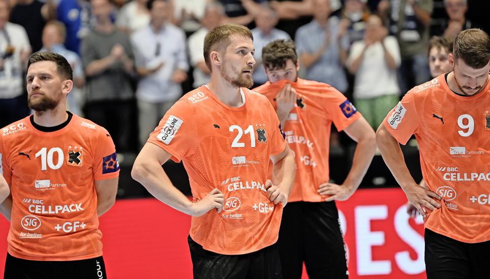 Kriens, 27.05.2026. Handball, Playoff-Final 2026. HC Kriens-Luzern - Kadetten Schaffhausen. Spiel 2. 
Enttaeuschung bei den Kadetten. 
Copyright: FOTO Wagner / Alexander Wagner