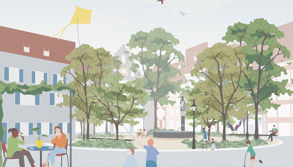 Das Siegerprojekt «Kyklos» Das Siegerprojekt «Kyklos» bietet nur in Zeichnungen eine Ahnung davon, wie der Walther-Bringolf-Platz aussehen wird. Visualisierung: zVg