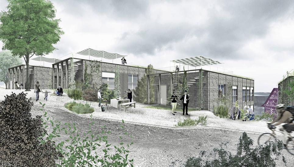 Diese Visualisierung zeigt das Bauprojekt Bäärauer in Hofen von oben her. Bild: zvg