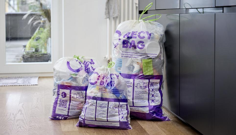 Recyclingsystem mit Sammelmodell: So sehen die im Januar vorgestellten Säcke aus. Bild: PD Recypac