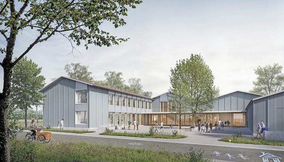 Grösser, moderner, freundlicher: So könnte das sanierte Stammer Oberstufenschulhaus aussehen. Visualisierung: ZVG/Meyer Stegemann Architekten AG