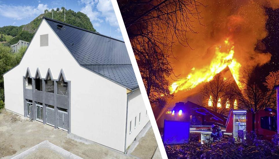 Am 17. November 2020 brannte die Scheffelhalle ab. Jetzt, fünf Jahre später, kann sie pünktlich zum 100-Jahr-Jubiläum eröffnet werden. Bilder: Stadt Singen/FFW-Singen