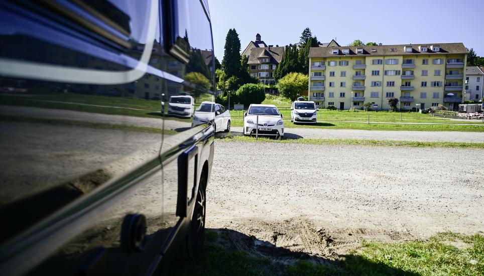 Blick auf den Parkplatz Burgunwiese, am Montag, 25 August 2025. (Melanie Duchene / Schaffhauser Nachrichten)