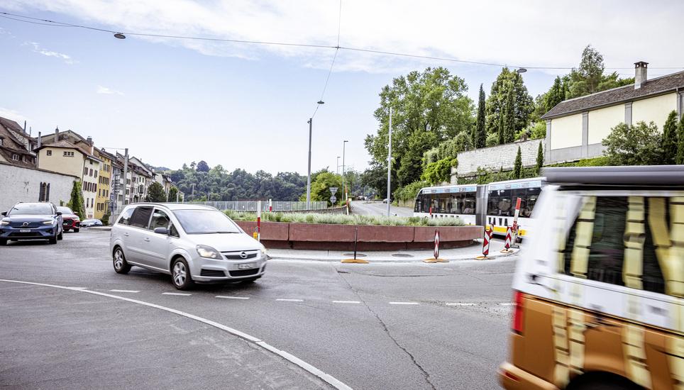 Der Obertor Kreisel soll wegen Bauarbeiten gesperrt werden, fotografiert am Dienstag, 01. Juli 2025, in Schaffhausen. (Roberta Fele / Schaffhauser Nachrichten)