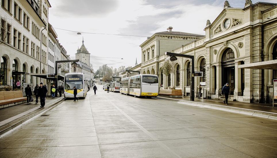 Bahnhofstrasse, fotografiert am Dienstag, 13. Januar 2025, in Schaffhausen. (Roberta Fele / Schaffhauser Nachrichten)