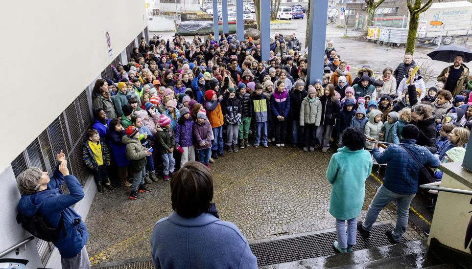 Baustart: Erweiterung und Sanierung Schulhaus Emmersbergm, Mittwoch, 11.02.2026, Schaffhausen (Roger Hofstetter/Schaffhauser Nachrichten)